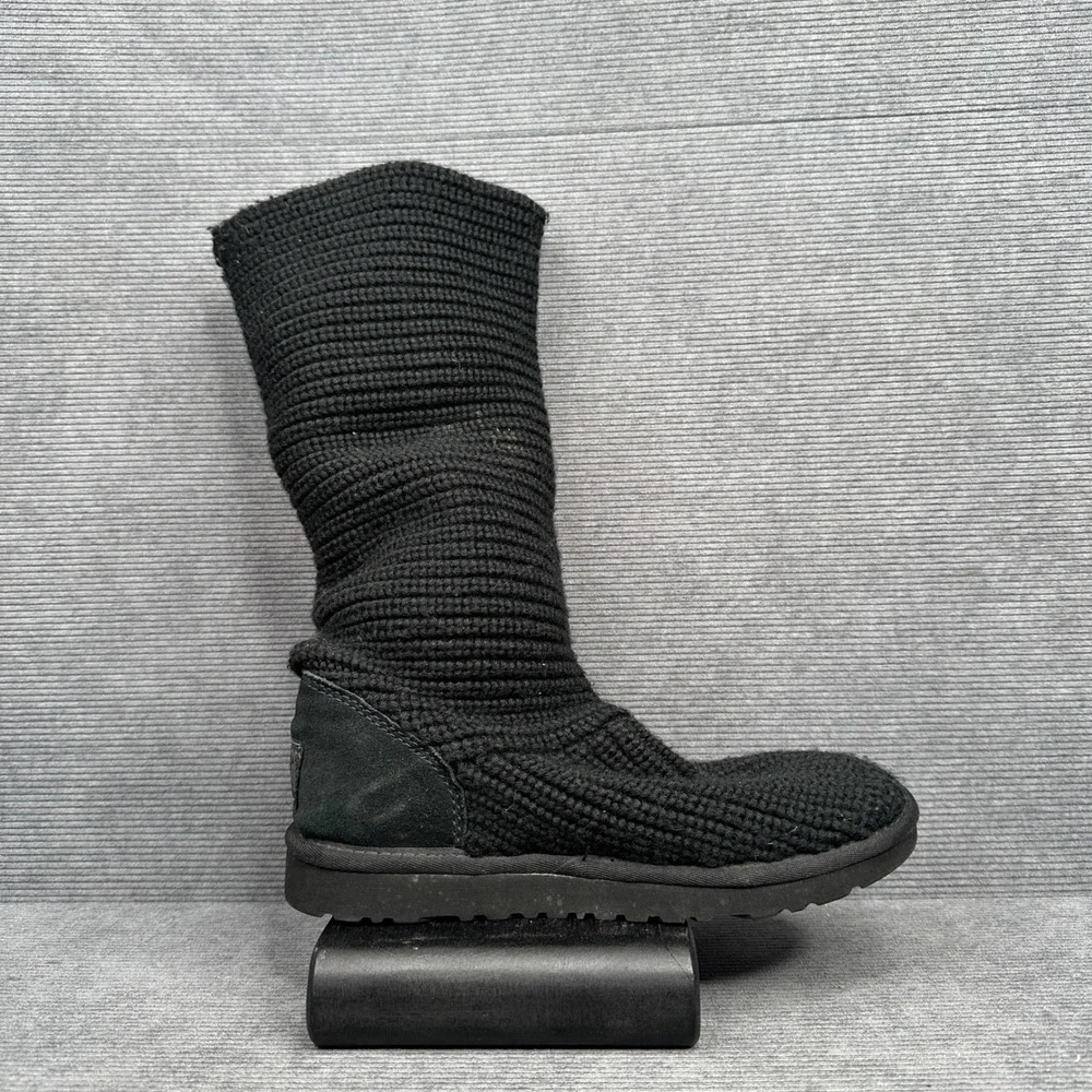 UGG Australia Classic Cardy Black Knit Tall Boots 5819 Womens Size 7